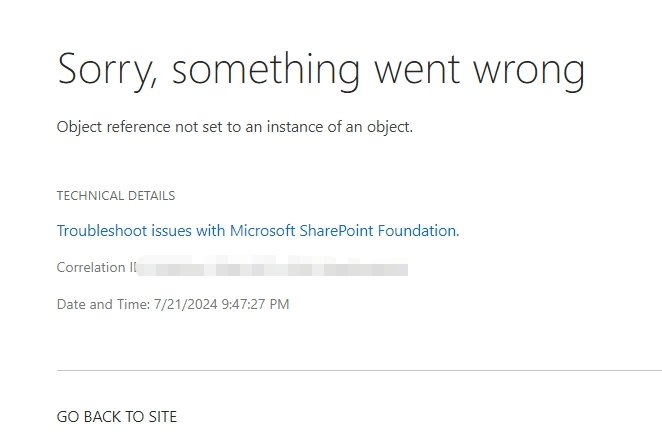 CrawllogCrawls.aspx page Error Sorry, something went wrong. after ...