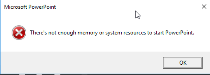 Error message for powerpoint pops up regularly though PC has been ...