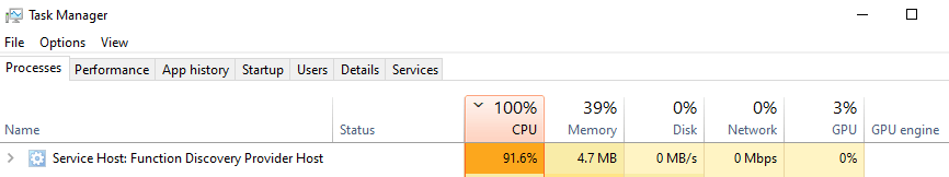 Function Discovery Provider Host using 90% + of CPU - Microsoft Q&A