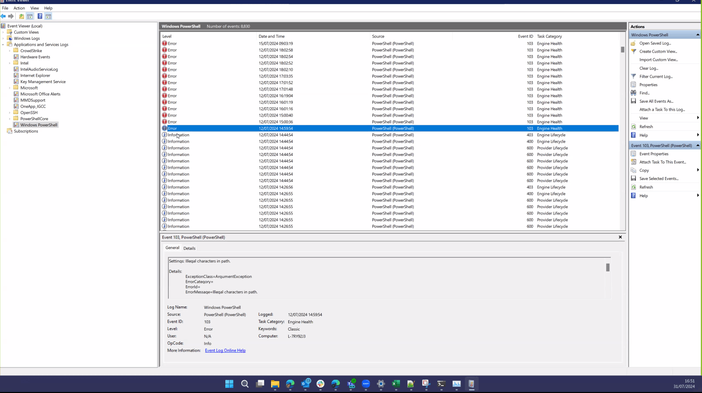 Windows PowerShell - Process exited with code 5 (0x00000005 ...