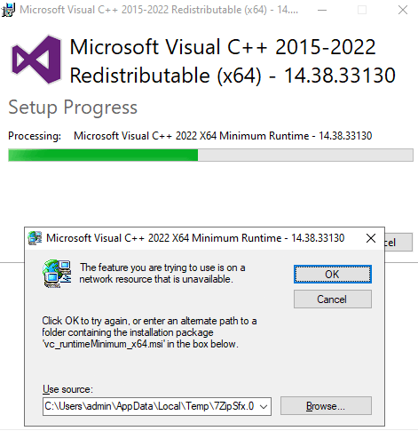Weird Error while trying to install Microsoft Visual C++ ...