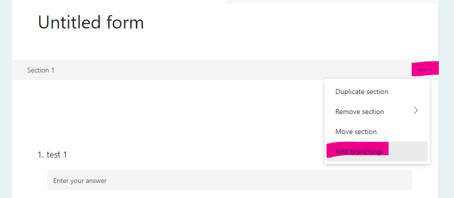 Add Subsections within a Section in MS Forms - Microsoft Q&A