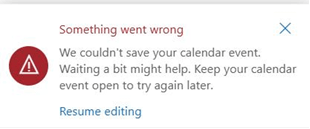 When I try to save an appointment in my Calendar, I get an error ...