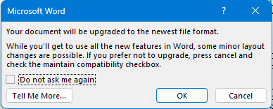 Office 365 - Word version 2209 set default for document compatibility ...