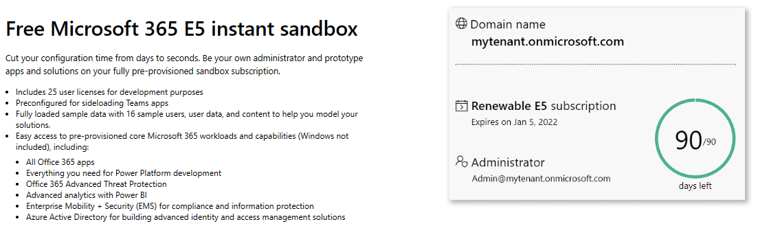 Error to access my Microsoft 365 instant sandbox - Microsoft Q&A