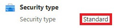 azure security type standard overview tab