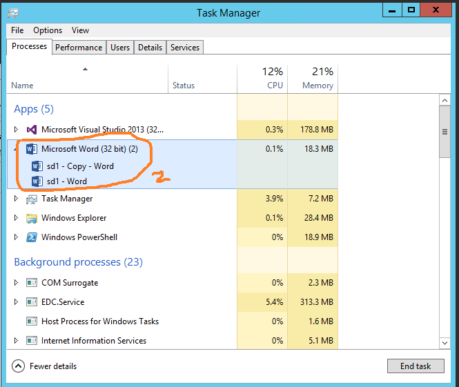 How to distinguish two instances of MS Word 2013 with same PID ...
