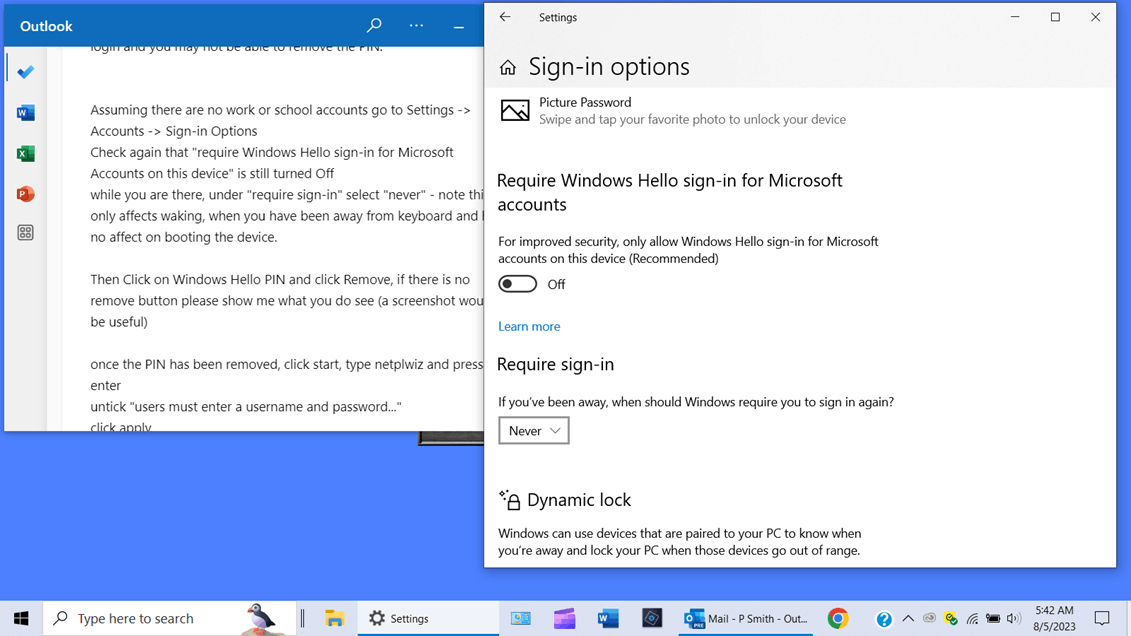 Can't remove Sign In password/pin on startup - Microsoft Q&A