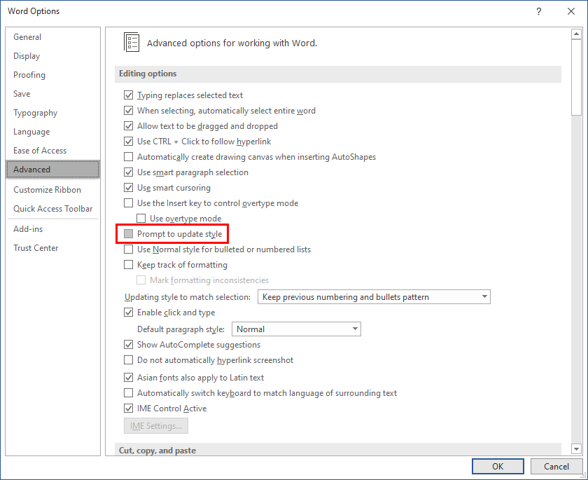 Word Styles. Turn off Modify Style prompt - Microsoft Q&A