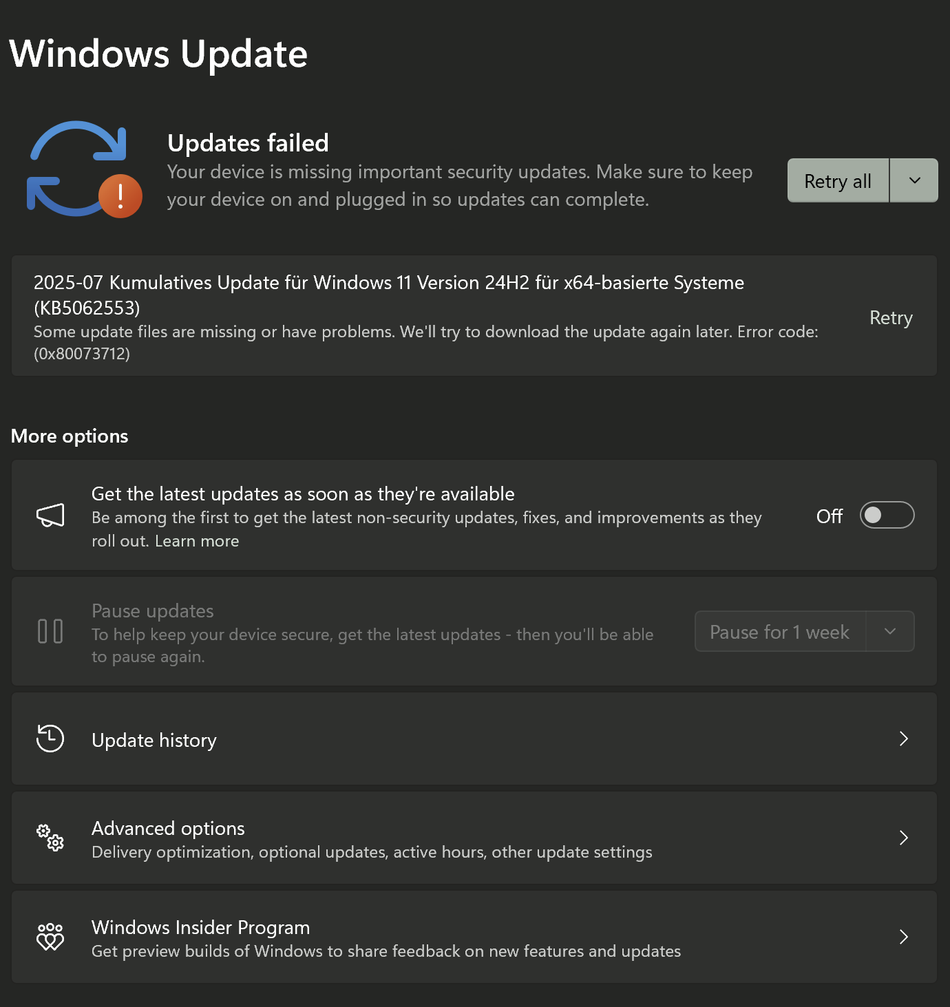Failure update kb5062553 microsoft q a