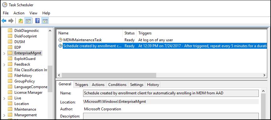 Autoenrollment scheduled task.