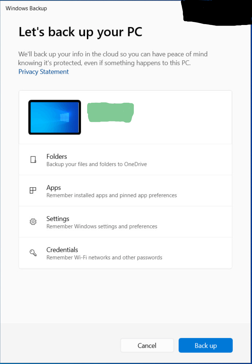 About Backing Up Apps Using Windows Back Up app - Microsoft Q&A
