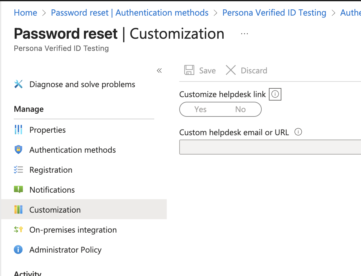 Not able to enable SSPR, cannot customize URL - Microsoft Q&A