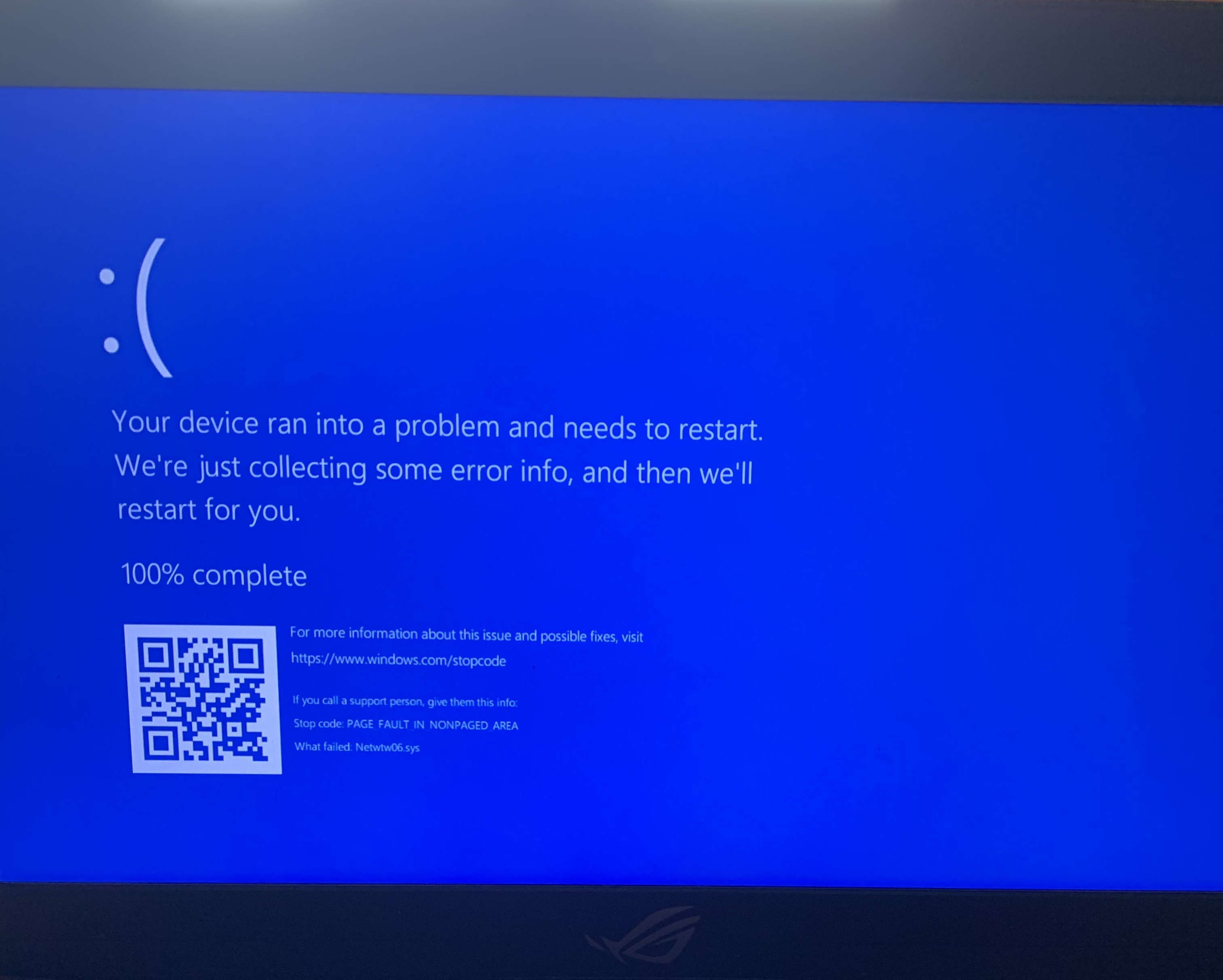 Windows 10 BSODN Page Fault In Non Paged Area Netwtw06.sys - Microsoft Q&A