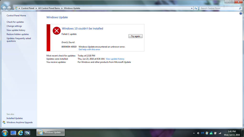 Error 80004004-40019 in Windows Update - Microsoft Q&A