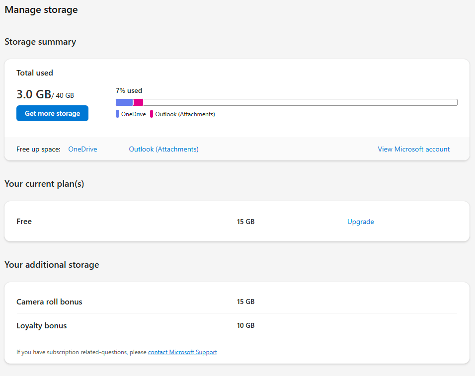 Outlook says out of storage but all other storage views suggest ...