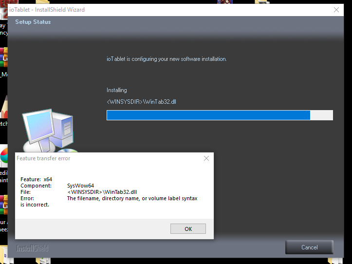 Error: WinTab32.dll - SysWow64 - The filename, directory name, or ...