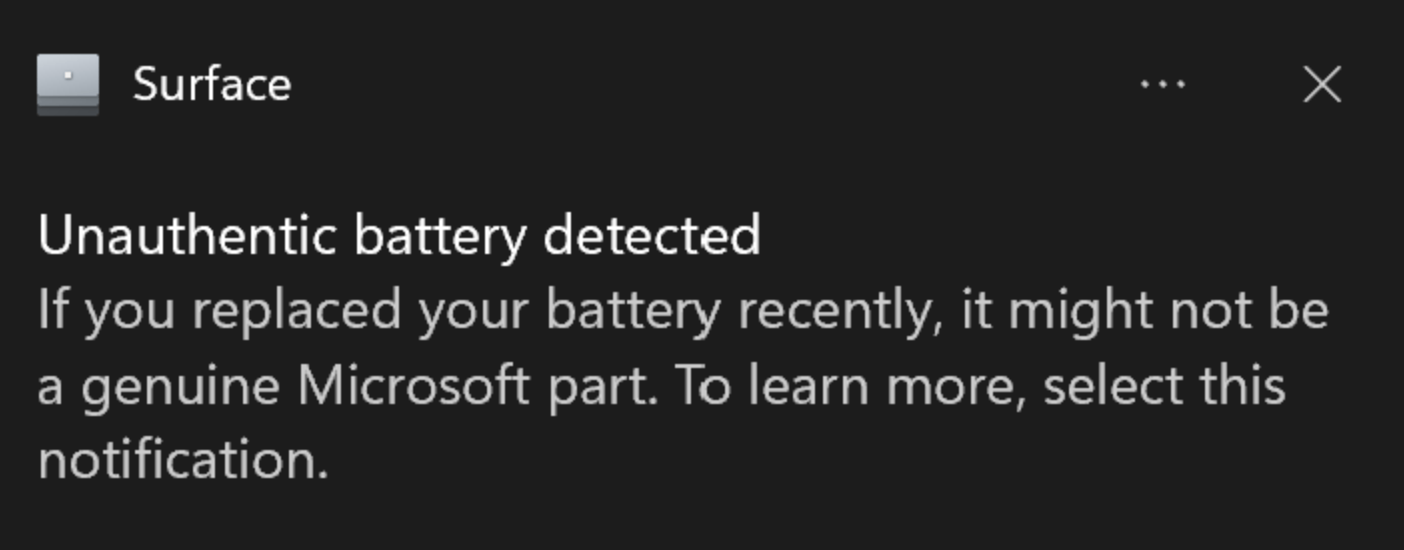Unauthentic Battery Detected - Microsoft Q&A