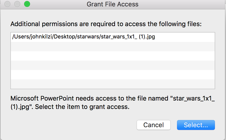 Issue with the additional permissions are required to access the files ...