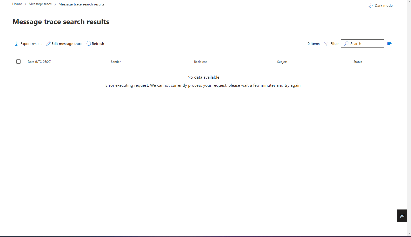 Message Trace error message - Microsoft Q&A