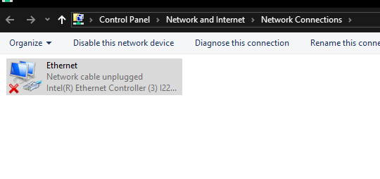 The Ethernet connection under Network Connections keeps flickering on ...