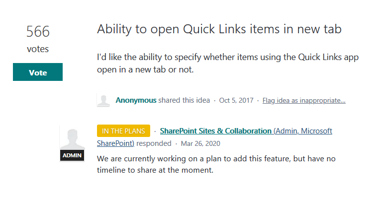 Modern quick links to pdf's redirect to default library view ...