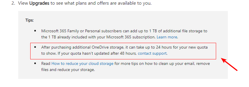 I bought extra storage yesterday, 13 August 2024, but it has not been ...