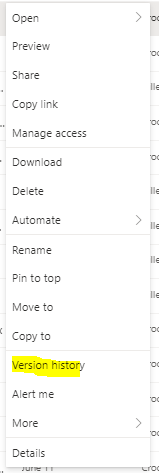 Version History not viewable from Document Library View - Microsoft Q&A