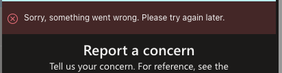 Screenshot - error report a concern