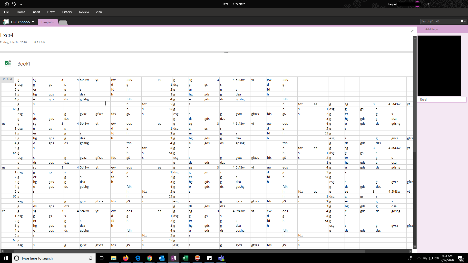Insert Excel in 