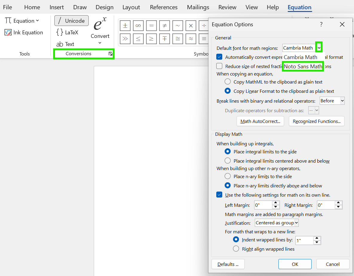 Microsoft Office Equation default font change - Microsoft Q&A