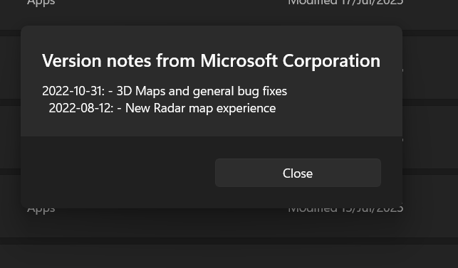 Why do the version notes from the most recent MSN Weather update say ...