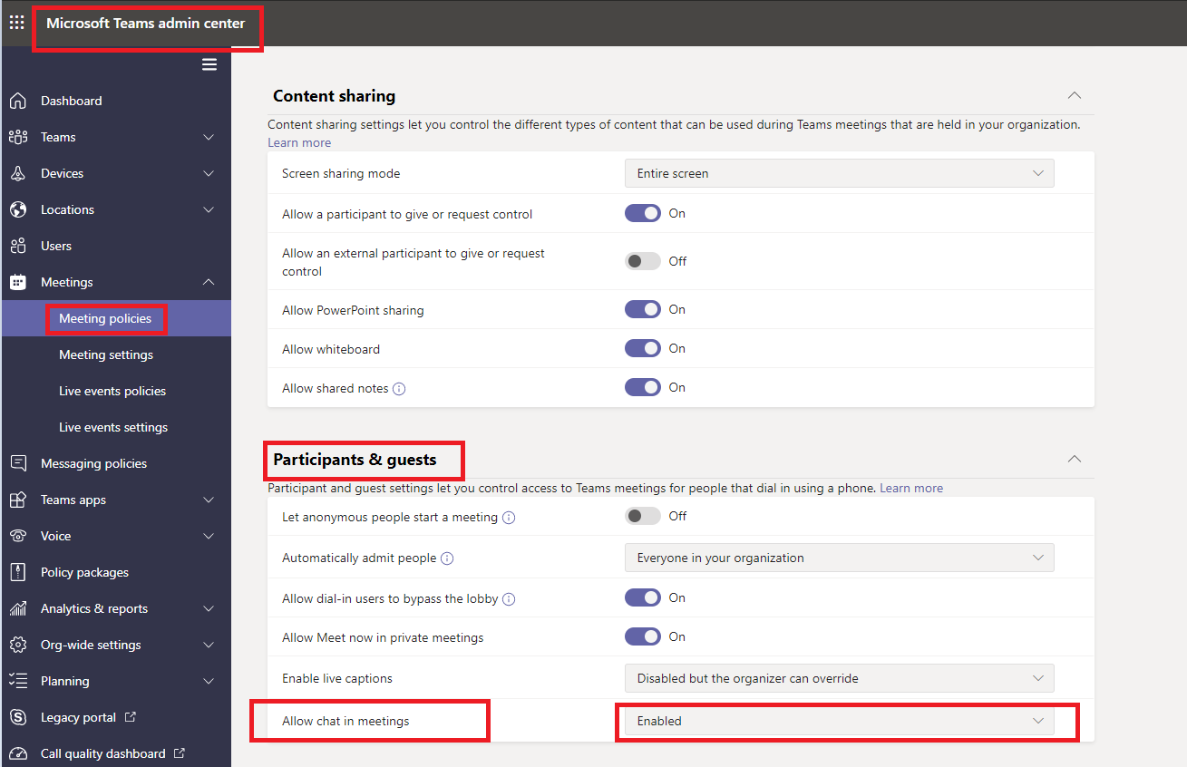 In meeting Chat option not available - Microsoft Q&A