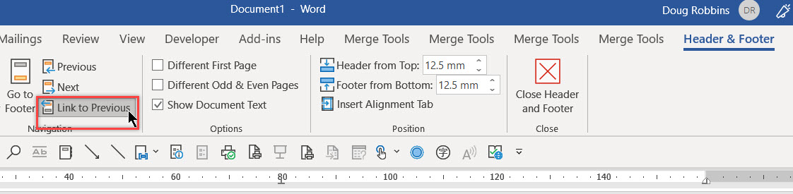Microsoft Word - latest version: Headers,different first page ...