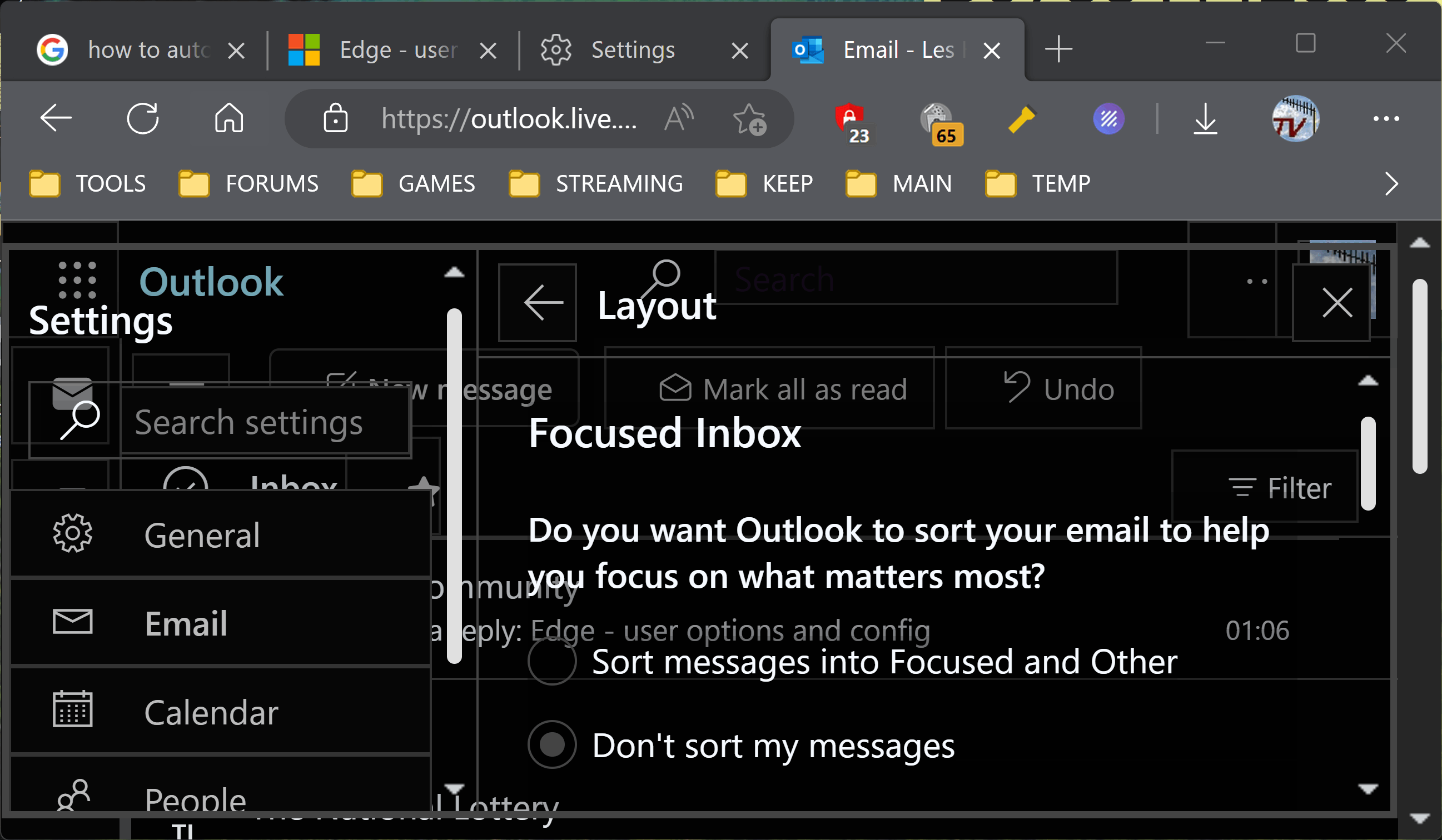 Edge - user options and config - Microsoft Q&A