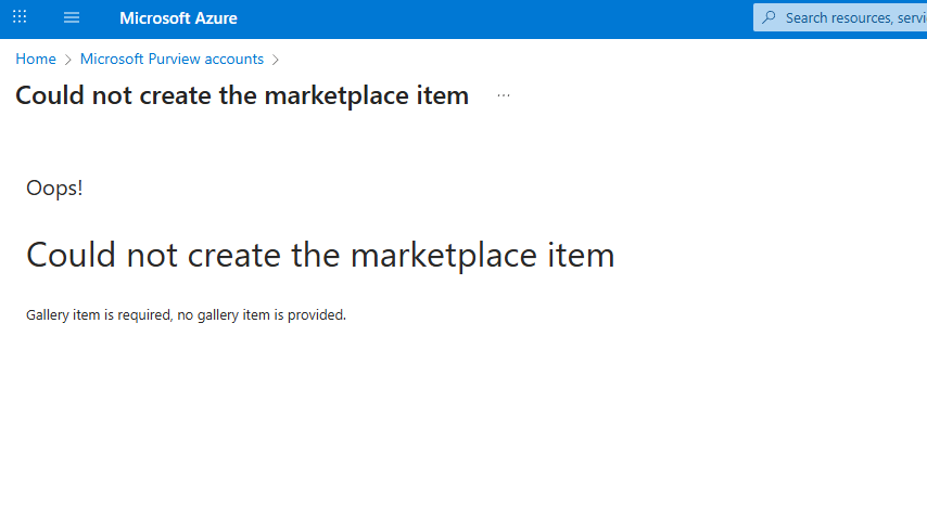 Unable to create purview account - Microsoft Q&A