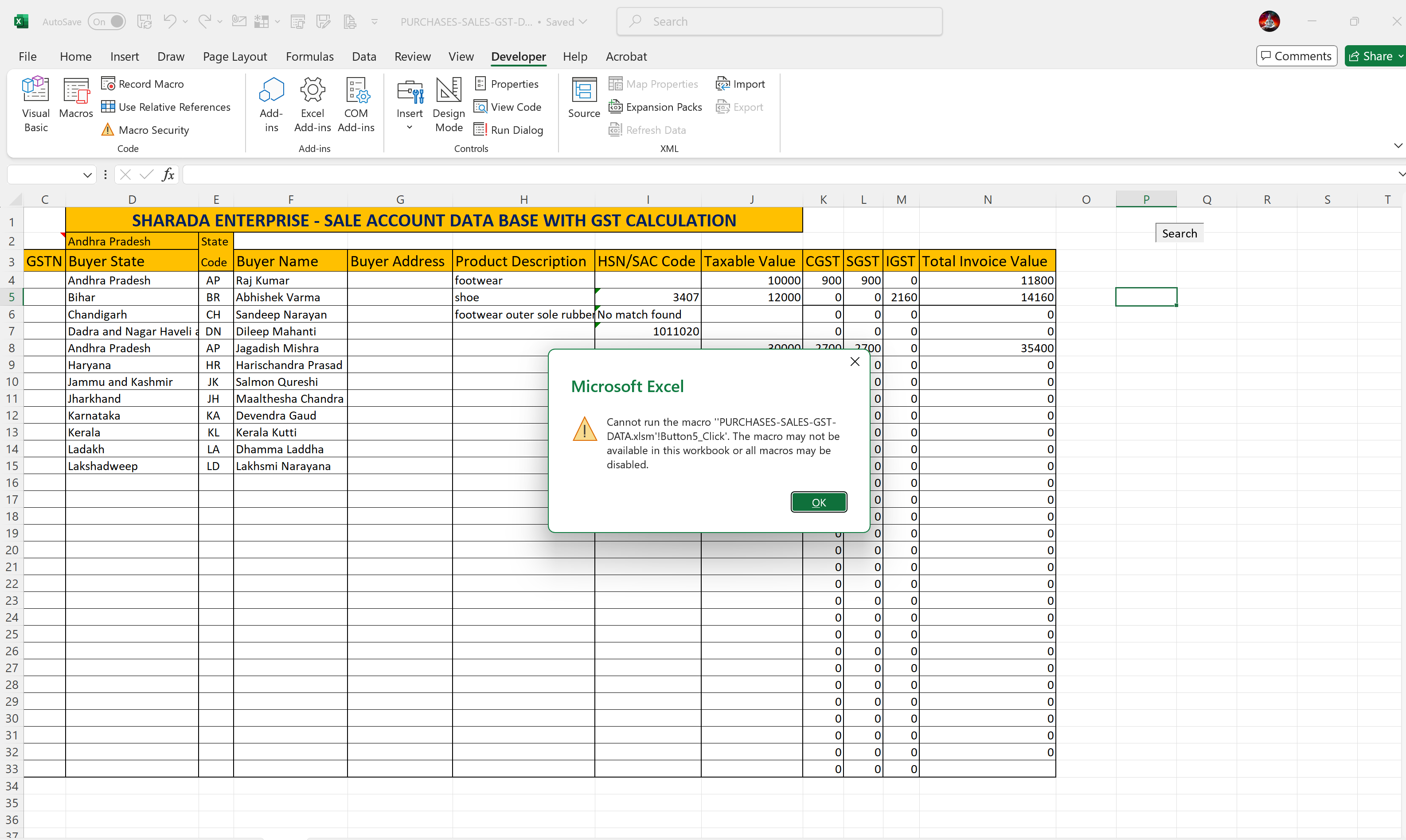 Macro Error even it is saved as macro enable excel 