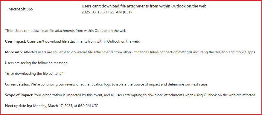 Error Downloading the file content in outlook - Microsoft Q&A