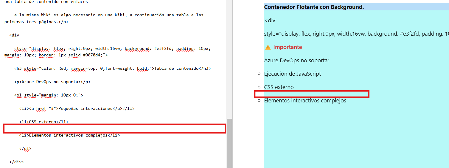 ¿Cómo doy formato html a líneas de código html en la Azer DevOps Wiki ...