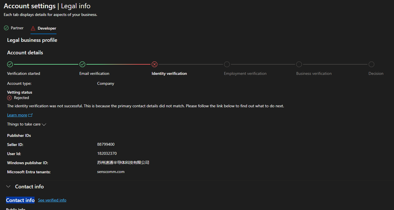 Partner Center - Identity verification is rejected - Microsoft Q&A