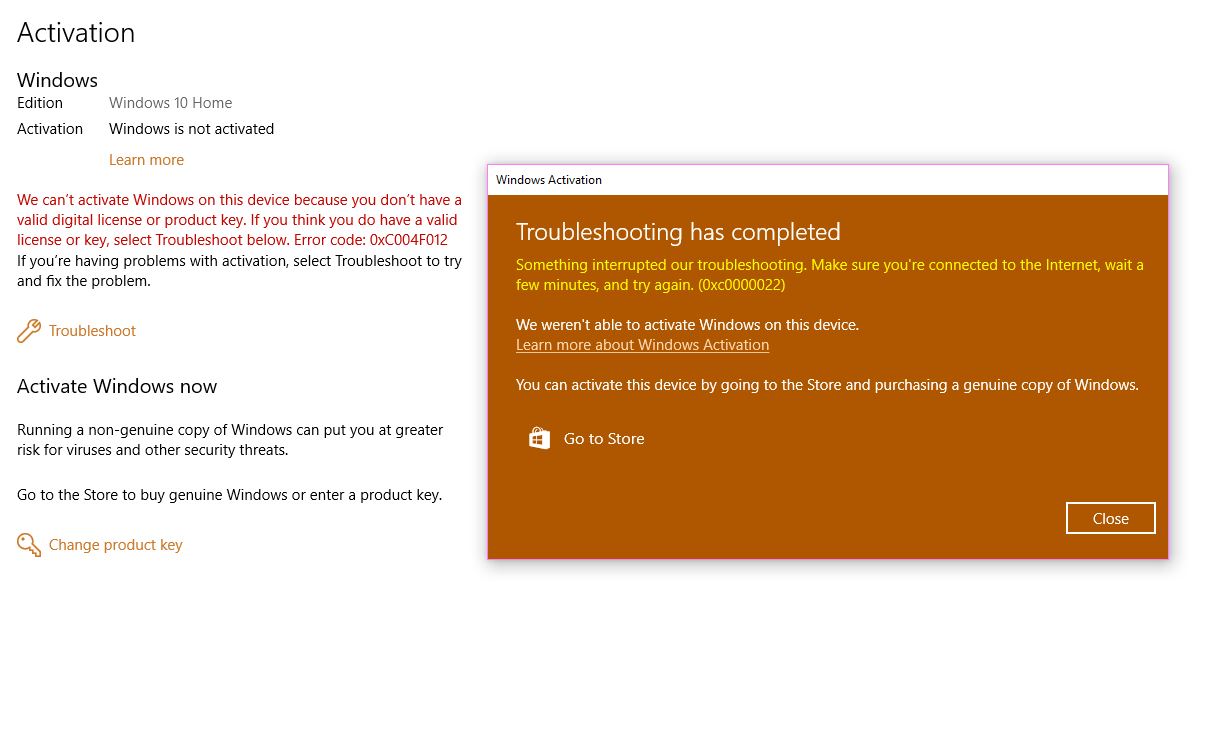 Windows 10 is no longer activated after PC crash. Error codes ...