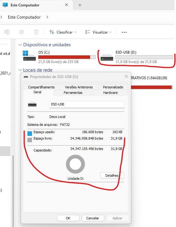 Perda de Espaço em SSD externa pós download Windows - Microsoft Q&A