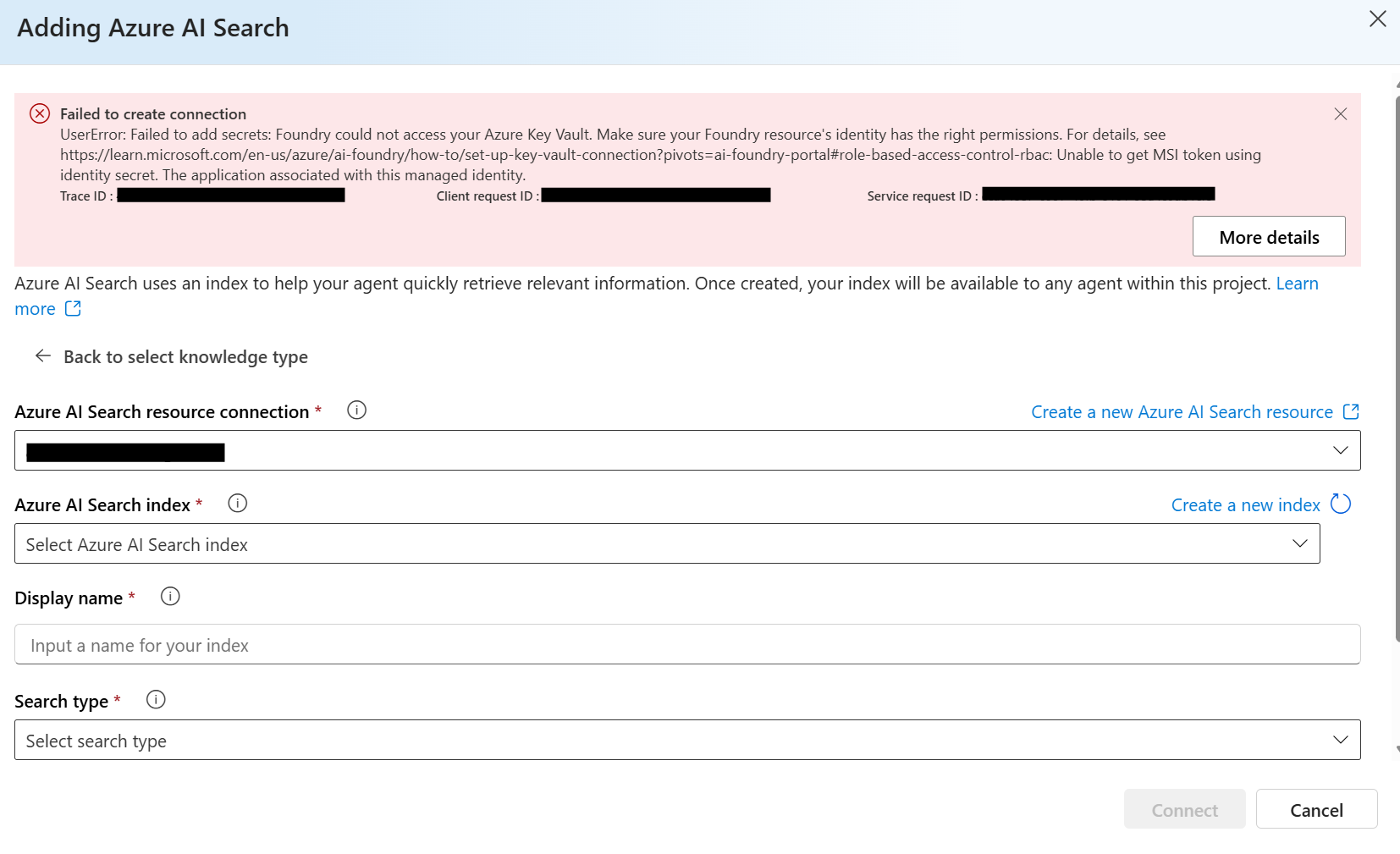 How to Connect Azure AI Search as Knowledge for an AI Agent - Microsoft Q&A