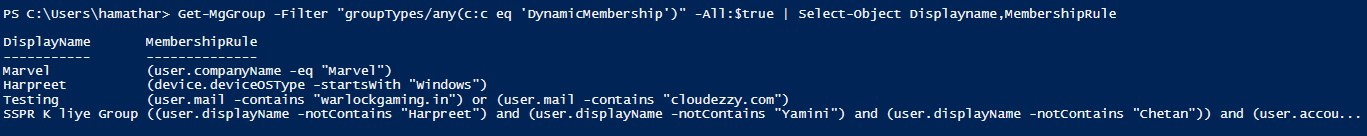 How to get the Dynamic group membership using Get-MgGroup? - Microsoft Q&A