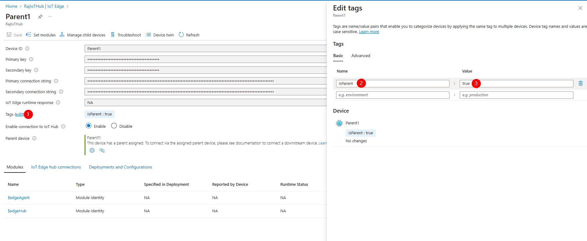 How can we get the list of all parent edge devices mapped to an iothub ...