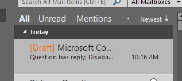 Disabling [Draft] email view in inbox - Microsoft Q&A