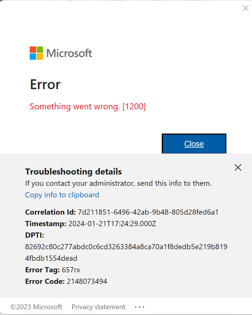 Outlook 2019 suddently throwing Error 1200 - Microsoft Q&A