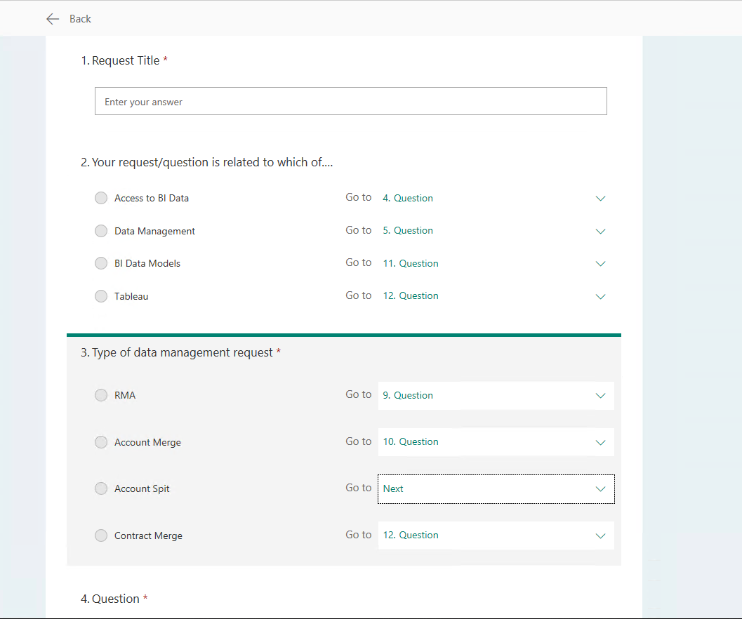 Cookies & Branching MS Forms - Microsoft Q&A