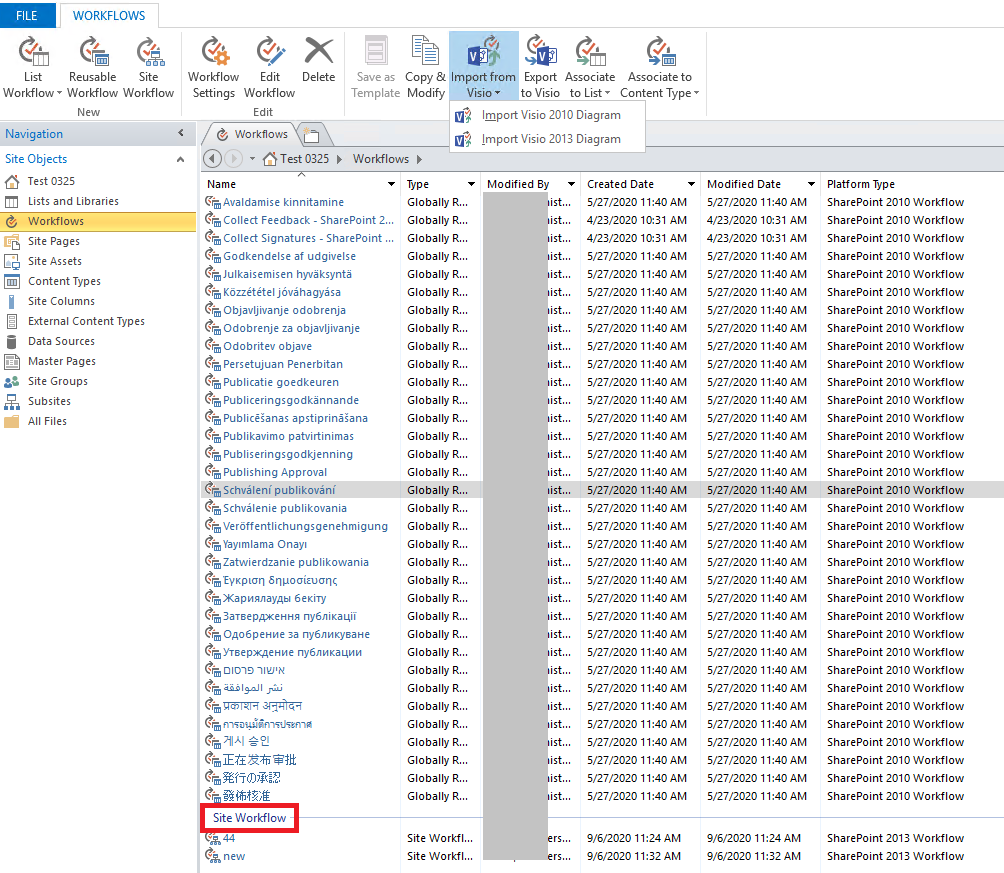 Export visio and Import 2013 visio is disabled in SharePoint desinger ...