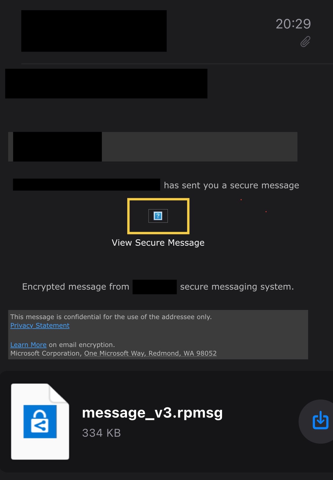 AIP padlock icon missing in encrypted message - Microsoft Q&A